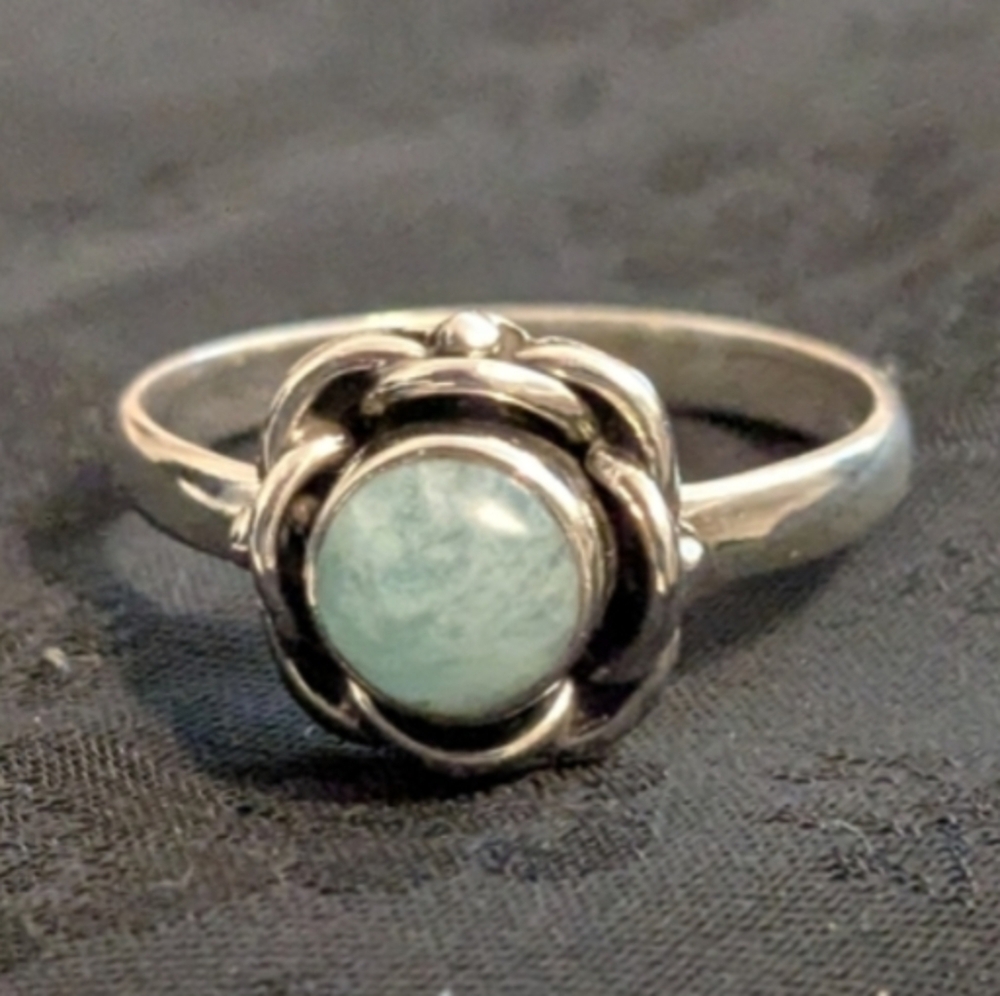 π Artisan 925 Solid Sterling Silver Ring Genuine Natural Aventurine Ring Size 9